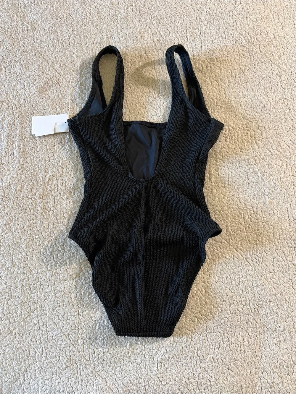 Good American Always Fits Black Textured One-Piece Swimsuit S/M New